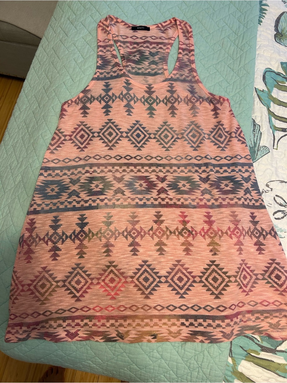 ENTI Pink Patterned Racerback Tank Top